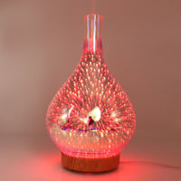3D Fireworks LED Night Light Air Humidifier Glass Vase Shape Aroma Essential Oil Diffuser Mist Maker Ultrasonic Humidifier Gift
