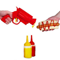 200ml Creative Pistol Bottle Ketchup Mustard Salad Sauce Squeeze Bottle Food Grade PP Condiment Dispenser Kitchen Cooking Gedget