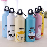 Kids Gift Portable Water Bottle Cute Animal Pattern Bottle Cup Outdoor Sport Hiking Climping Drinking Bottle with Hooker 500ml