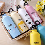 Kids Gift Portable Water Bottle Cute Animal Pattern Bottle Cup Outdoor Sport Hiking Climping Drinking Bottle with Hooker 500ml