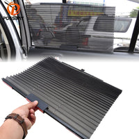 POSSBAY Retractable Black Car Retractable Curtain Side Window Sun Shade Windshield Sunshade Shield Visor Black Mesh Curtains