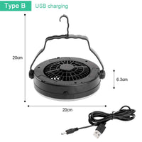 Portable Fan Camping Lantern Outdoor Hanging Flashlight Battery Power / USB Rechargeable Camping Tent Lamp for Hiking Lantern