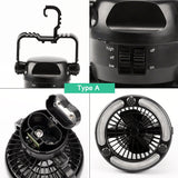 Portable Fan Camping Lantern Outdoor Hanging Flashlight Battery Power / USB Rechargeable Camping Tent Lamp for Hiking Lantern